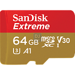 Карта памяти SanDisk Extreme microSDXC Class 10 UHS Class 3 V30 A1 100MB/s 64GB